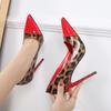 Leopard Print Pointed High Heels Women's One-pedal Temperament Transparent Thin Heels Street Dance Matching Women's Shoes WZ