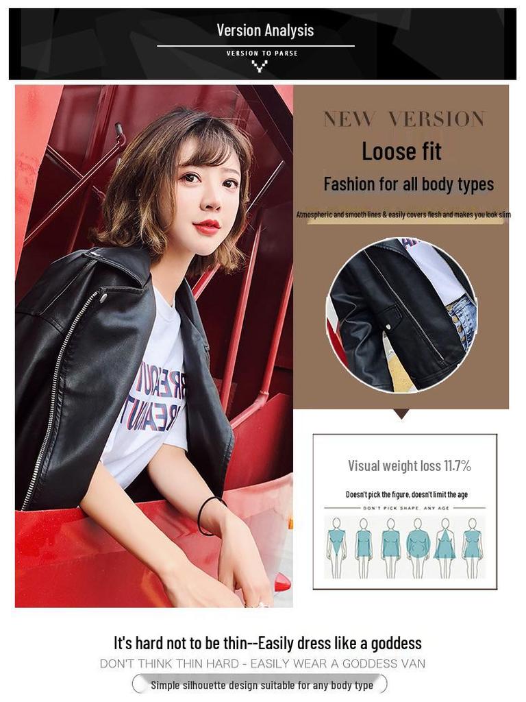 Женская мотоциклетная кожаная куртка в европейском и американском стиле с косой молнией и длинными рукавами