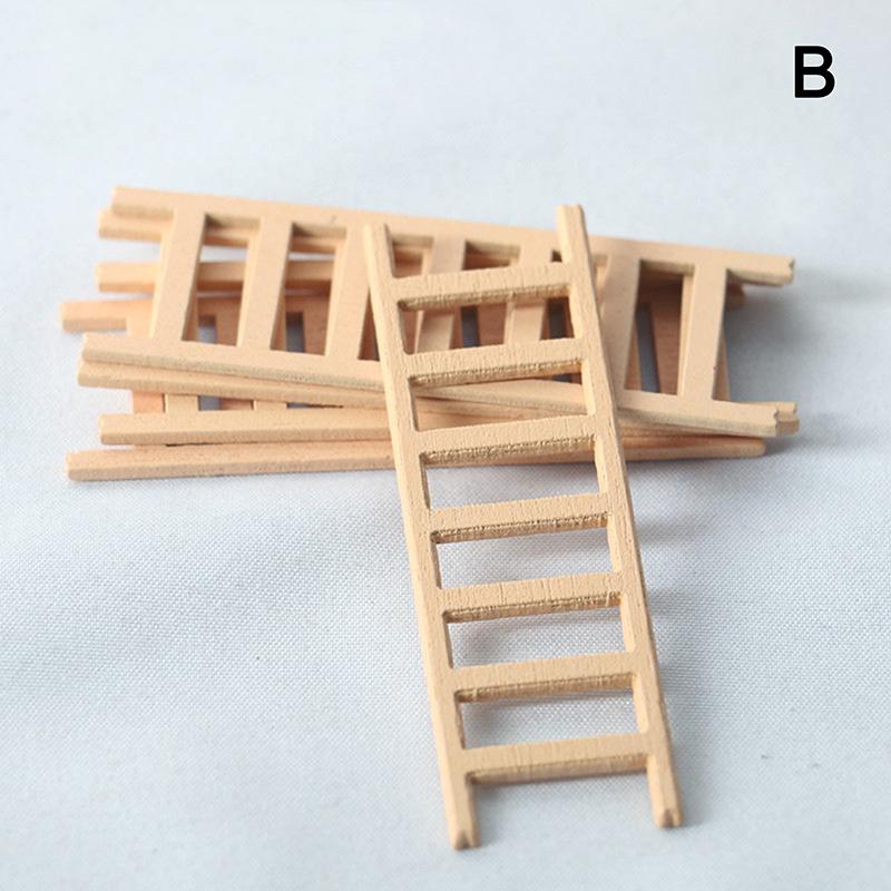 5Pcs 1:12 Dollhouse Miniature Furniture Wooden Ladder Stairs Home Decoration