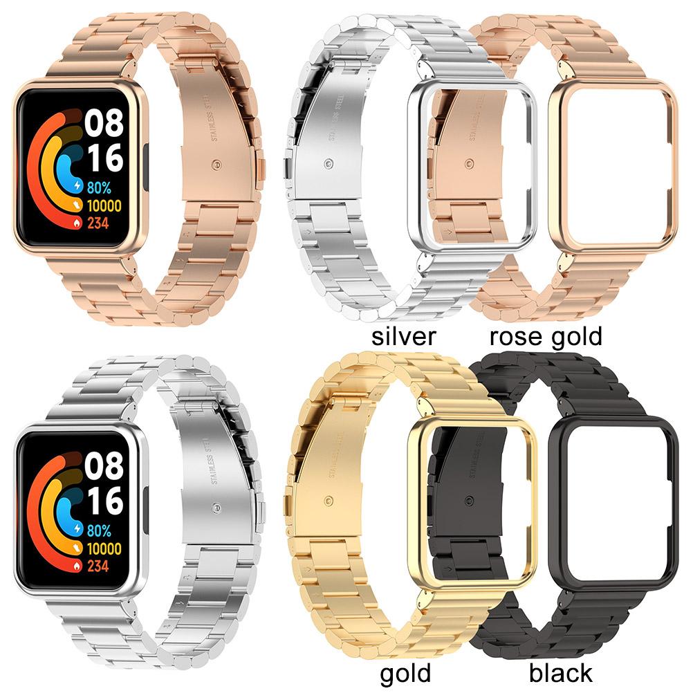 Metal Band Case Compatible for Xiaomi Redmi Watch2 Lite International Version Metal Strap with Protective Case