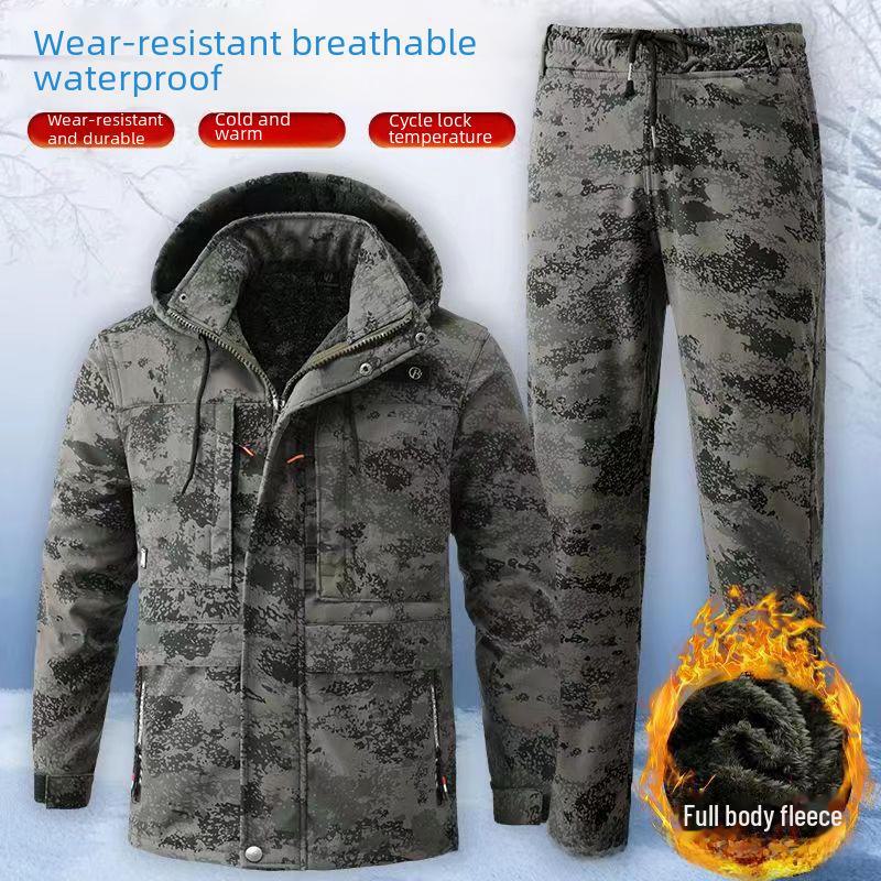 Утепленный камуфляжный рабочий костюм – прочный, морозостойкий, теплый из хлопка для осени/зимы