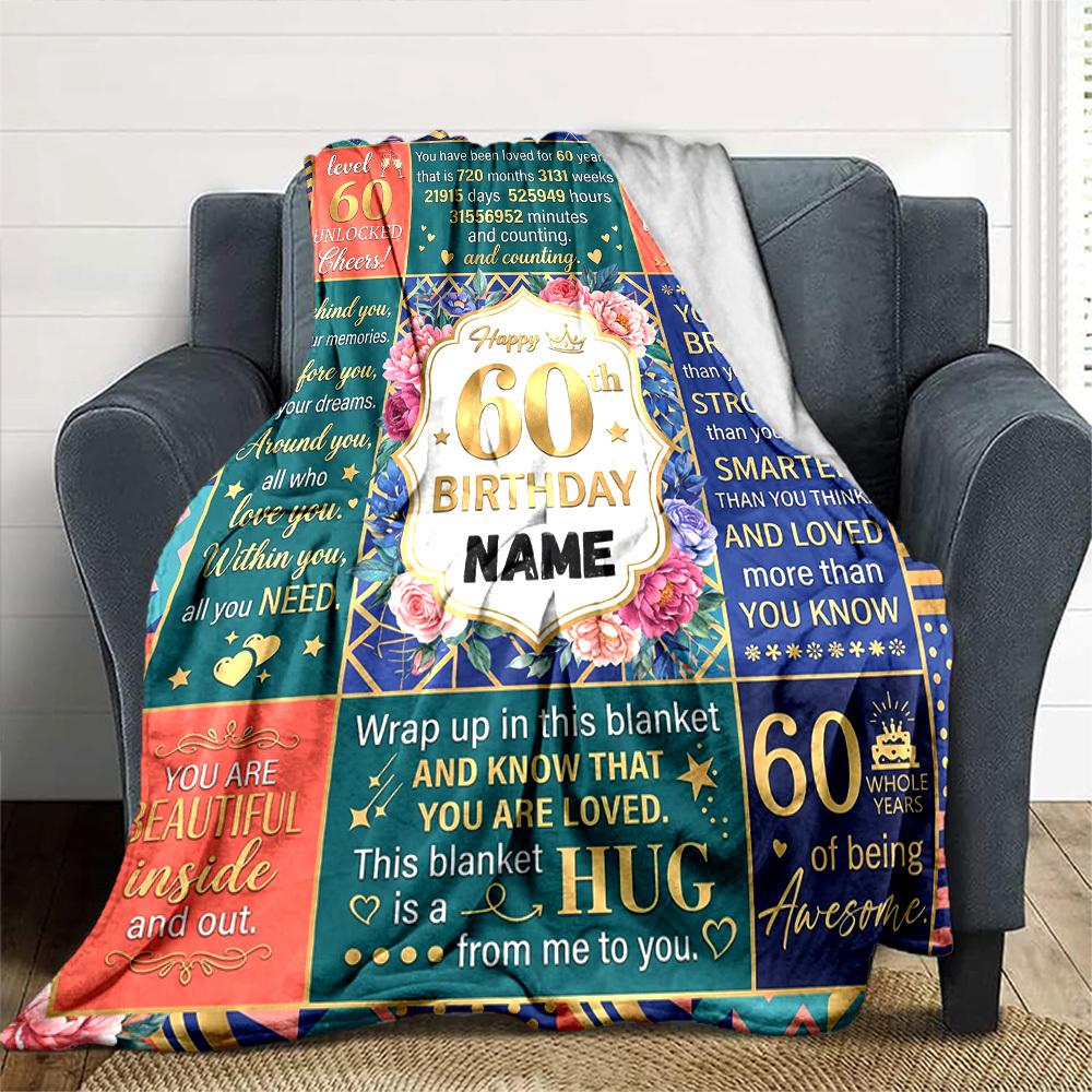 Happy 60Th Birthday Celebration Customize Your Name Blankets Are Warm Soft Blankets Perfect For Naps Sofas And Relaxation They Also Make Great
