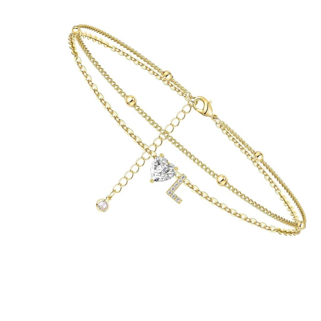 Инициал Сердце Ножной браслет Сердце Буква Ножной браслет Персонализированная монограмма Ножной браслет1 шт