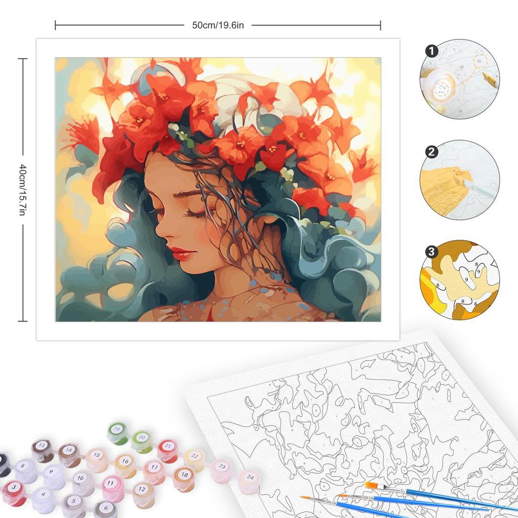 Рамка «сделай сам», картина по номерам для стартового набора, женская мультяшная фигурка, изображение по номерам для взрослых, подарок «сделай сам», 40x50 см