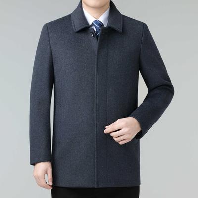 Осенние и зимние кашемировые куртки для мужчин среднего возраста, для пап среднего возраста, шерстяные толстые пальто, шерстяные пальто с лацканами средней длины