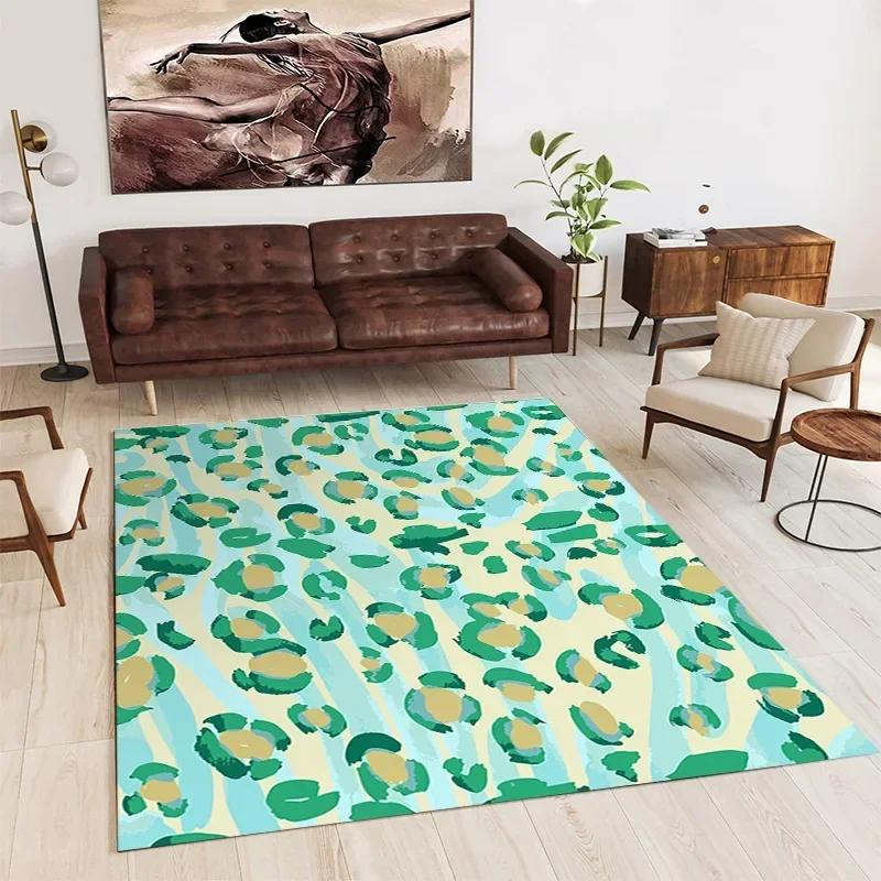Nordic Luxury Living Room Carpets Leopard Print Rugs for Bedroom Sofa Table Beside Large Rug Non-slip Washable Coffee Table Mat