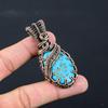 Turquoise Gemstone Pure Copper Wire Wrapped Handmade Pendant Jewelry For Her
