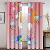 Children's Favorite Unicorn Curtains Cartoon Rainbow Horse Curtains 2 Panel Girls Room Bedroom Living Room Window Decor Curtains