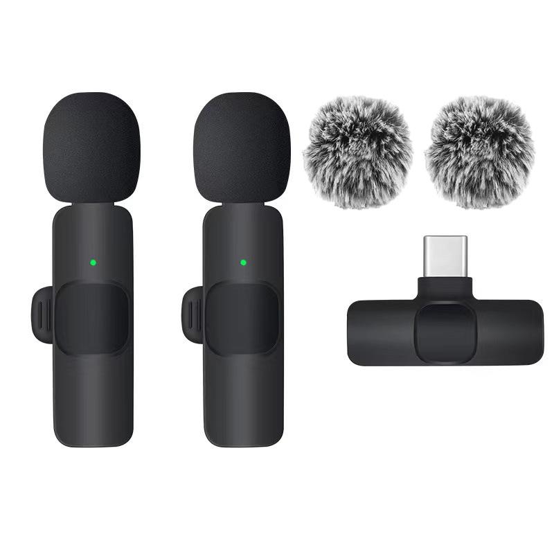 Basix Wireless Lavalier Microphone Audio Recording Mini Replaceable Windproof Wool Microphone for iPhone16 Shoot Vlog YouTube