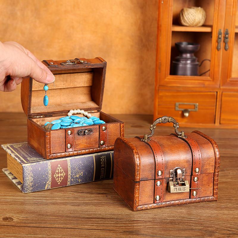 Storage Wooden Desktop Box With Lock For Dustproof Decoration In Bedroom Office