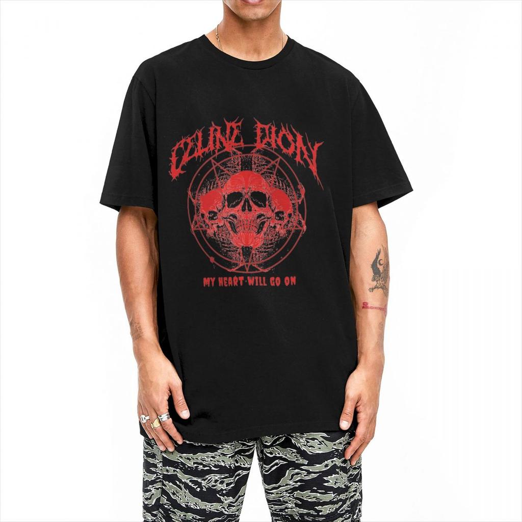Мужские Celines Metal Dion My Heart Will Go On Металлические Футболки Одежда из Чистого Хлопка Летняя Футболка с Коротким Рукавом Футболка с Круглым Вырезом