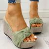 Летние босоножки на платформе с бантом, 2024 г., на танкетке, на высоком каблуке, женские туфли, женские мюли, шлепанцы, большой размер 43
