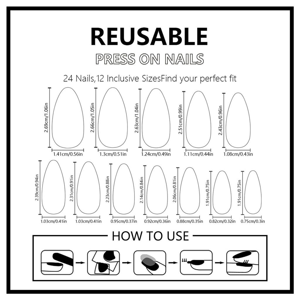24 шт. накладных ногтей на День святого Валентина, длинные, миндалевидные, с полным покрытием, искусственные ногти, глянцевые, с сердечным дизайном