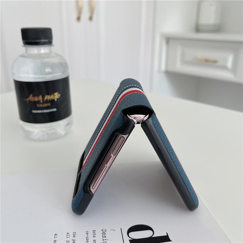 Складной чехол с рисунком личи для Samsung Galaxy Z, 2021, роскошные противоударные кожаные чехлы с откидной крышкой для F7000, 2021