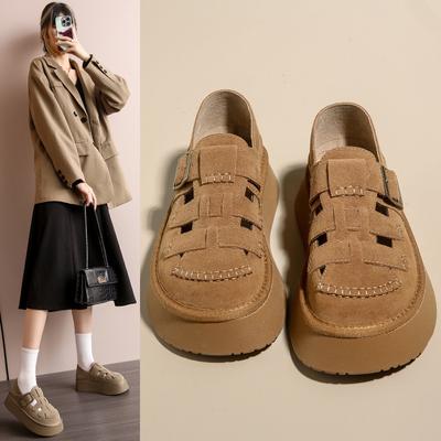 Литературный и ретро стиль Мори женские туфли на толстой подошве, увеличивающие рост, одинарные туфли женские туфли лоферы на одной педали универсальные повседневные римские сандалии