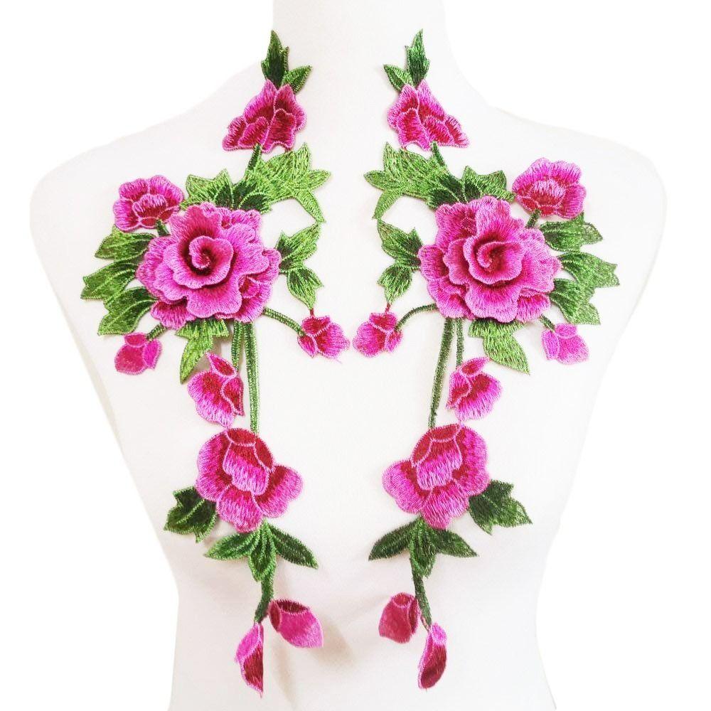 3D Trimmings Rose Floral Peony Garment Flower Embroidery Applique Clothes Accessories Patch