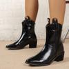 Осенне-зимние классические женские ботинки челси из искусственной кожи с острым носком на танкетке, ботильоны, простые ковбойские сапоги для женщин 20024