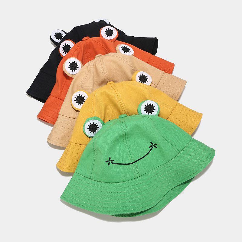 Cartoon Frog Plush Cotton Linen Bucket Hat Korean Fashion Soft Girl Student Couple Sun Hat Four Seasons