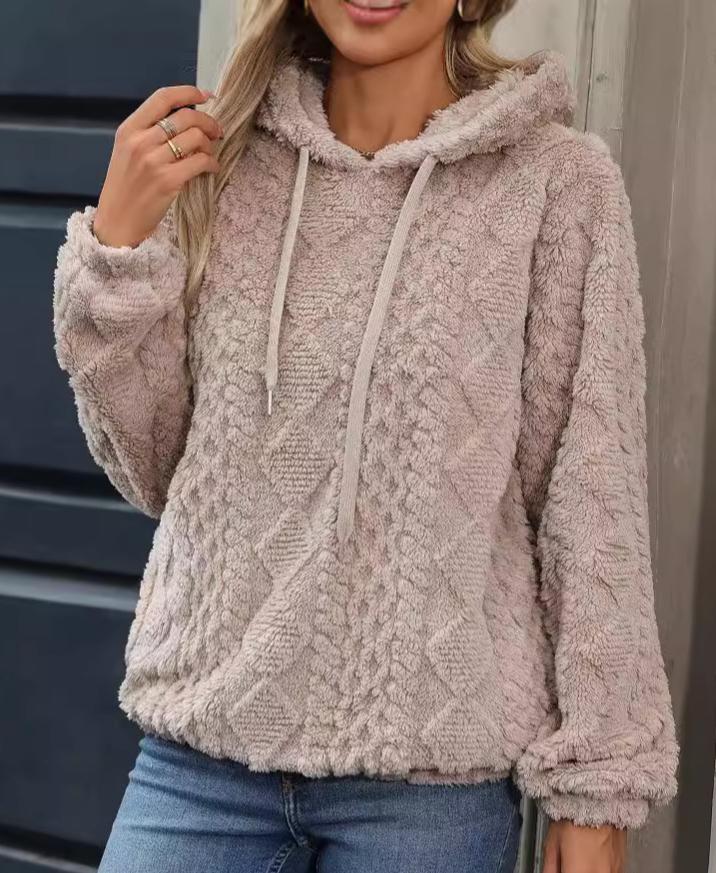 Women Winter Autumn Hoodies Fleece Pullover Women Knitted Hooded Sweatshirt Warm Long Sleeve Loose Coat