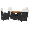 VidaXL Ensemble à Manger de Jardin avec Coussins 5pcs, Table de Terrasse, Meubles de Patio, Mobilier d'Extérieur, Noir 3277318
