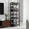 Stereo Cabinet Shelf Rack Tower Height Adjustable Shelves Audio-Video Shelving Unit with Wheels for Living Room Bedroom Office