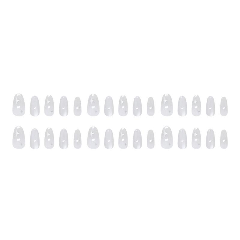 Simple and cold gradual change cat eye star temperament girl white ins wind removable manicure 30 pieces