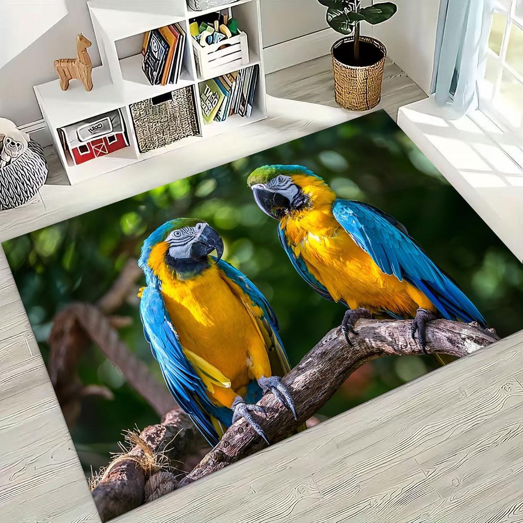 Красочный тропический попугай ара, натуральное искусство птиц, ковер для спальни, гостиной, дивана, домашний коврик для двери, декор, большой нескользящий коврик для пола