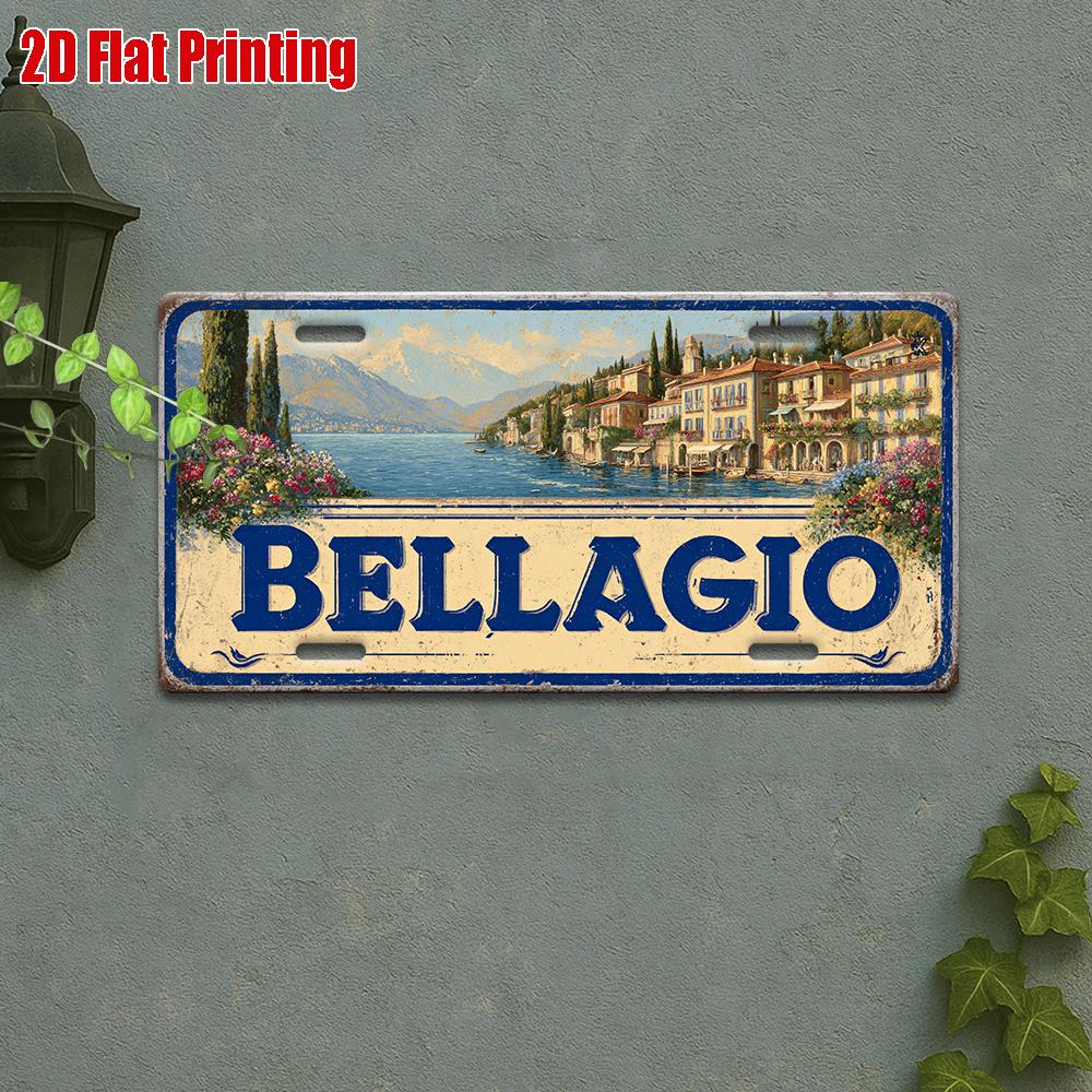 D Flat Retro Industrial Metal Plaque Wall Decor in D Large Size X Inches (X Cm) in Deep Green And Golden Vintage