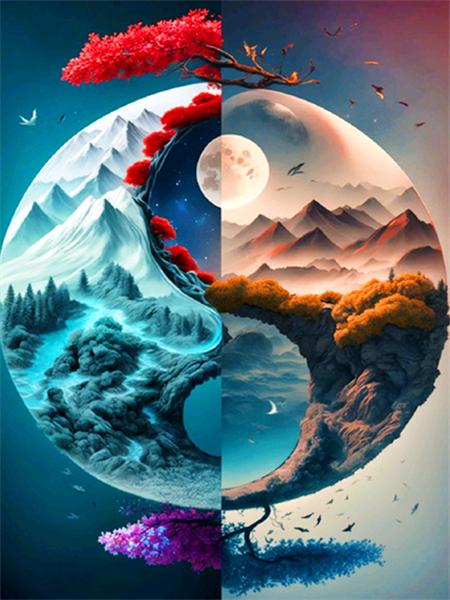 Коллекция алмазной живописи 2023 года «Пейзаж четырех сезонов» Квадратная/круглая вышивка Мозаика Лунный пейзаж Домашний декор