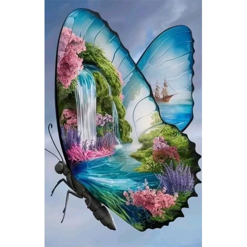 Алмазная картина Пейзаж Вышивка крестом Любовь Бабочка DIY 5D Вышивка Алмазная мозаика Большое искусство Украшение для дома