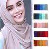 Мусульманский шифоновый шарф-хиджаб с пузырьками, женский однотонный мягкий длинный платок и накидка Жоржет, исламские платки на голову, женские хиджабы