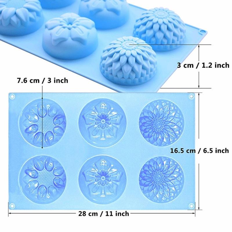 1 Pcs Flower Shaped Silicone DIY Handmade Soap Candle Cake Mold Supplies 6 Hole Crafts Handmade Soap Mold Random Color