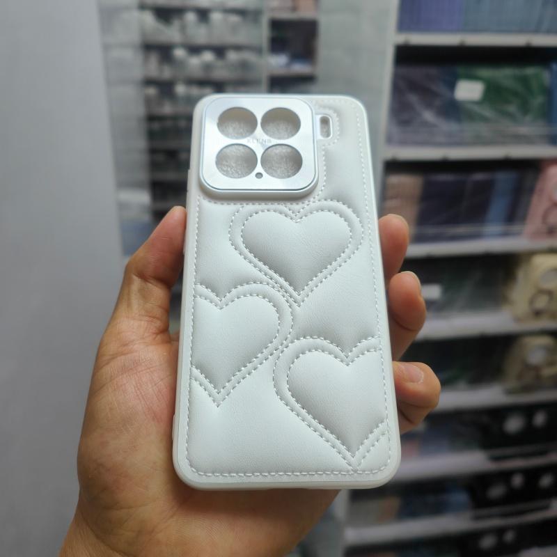 Милый простой чехол-книжка из кожи с узором в виде сердца для Xiaomi Mi 15 14 13 Pro, задняя крышка с защитой всех линз камеры