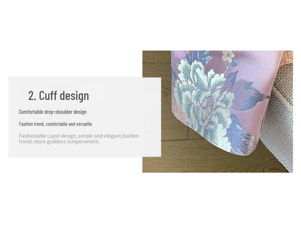 Women's Autumn Tang Suit Jacquard Brocade Jacket with Gold Embroidery