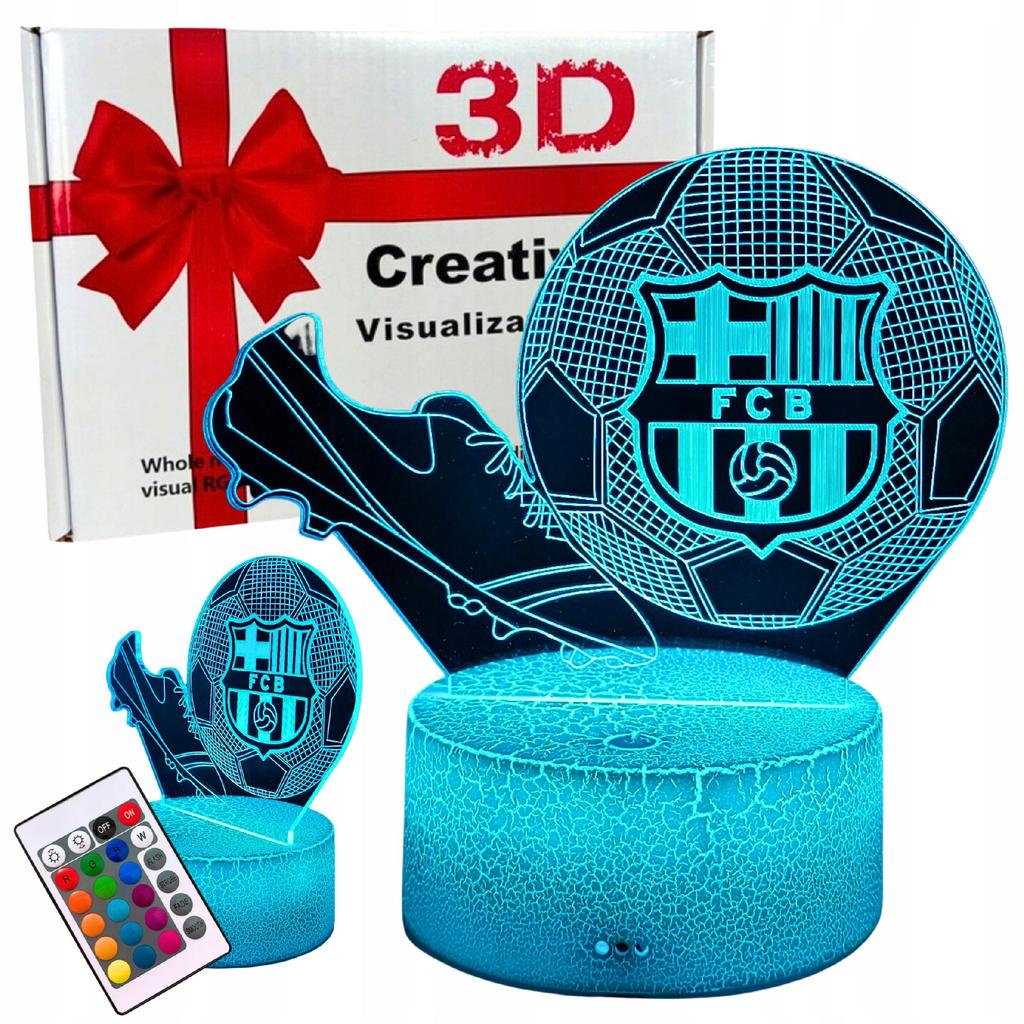 Night Desk Lamp For Children Fc Barcelona Football Soccer 16 Led 3D + Remote Control