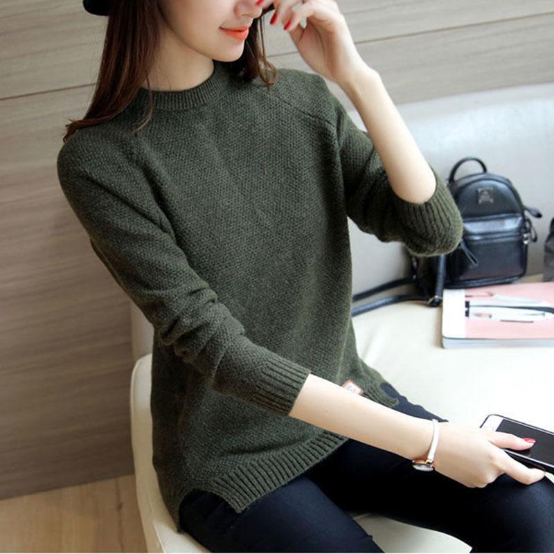 Стильный женский пуловер с разрезами по бокам