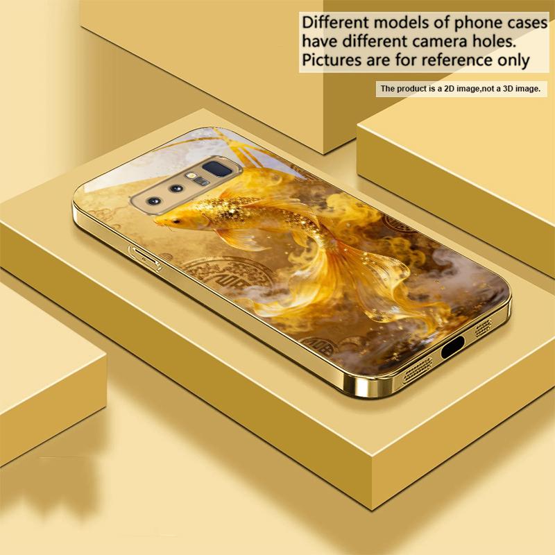 Гармоничная золотая рыбка Для Samsung A 01 52S A04 A05S A10 A12 13 22 23 24 36 42 M02 Note 10 20Ultra 8 9 Золотой стеклянный чехол для телефона