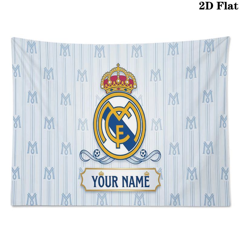 Custom Name Real Madrid Printed Tapestry – Wall Hanging for Bedrooms, Dorms, and Home Decor