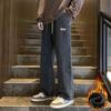Зимние мужские мешковатые джинсы Классические на кулиске Свободные Повседневные Прямые брюки для студентов колледжа Повседневные Универсальные Синие брюки