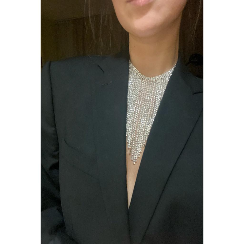 Посеребренное ожерелье с кисточками из хрустального камня, колье, свадебное ожерелье, обручальное ожерелье, колье