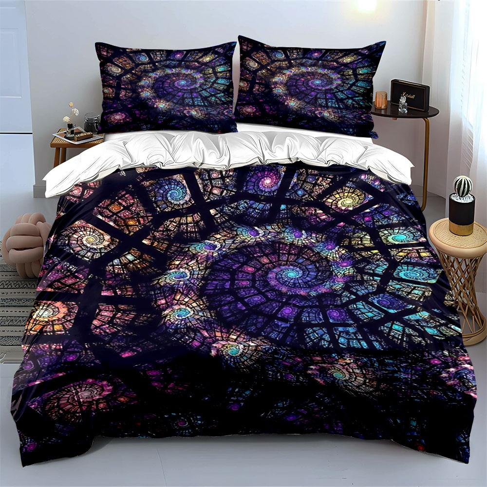 Stained glass spiral pattern. Bedding sets Duvet cover sets Duvet covers Pillowcases(1 * Duvet Cover 2 * Pillowcases without duvet insert)