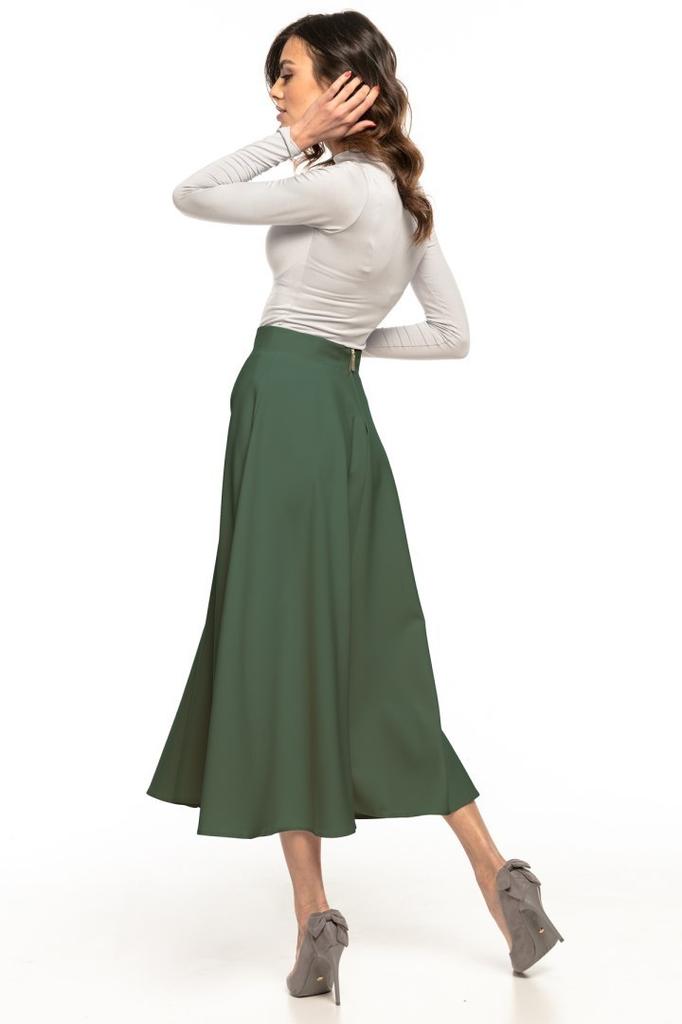 Fabric skirt with decorative zipper, below the knee, T332 burgundy XS