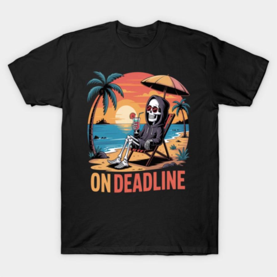 Футболка On Deadline Skeleton Chill для мужчин и женщин, 100% хлопок, с коротким рукавом 0320-3 - Мужская летняя хлопковая футболка с принтом