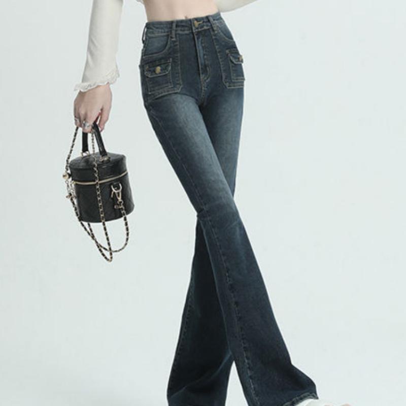 Летние винтажные джинсы-клеш, женские уличные брюки с высокой талией, шикарные повседневные джинсовые брюки Y2K, женские узкие брюки в Корейском стиле в стиле Харадзюку, 2023