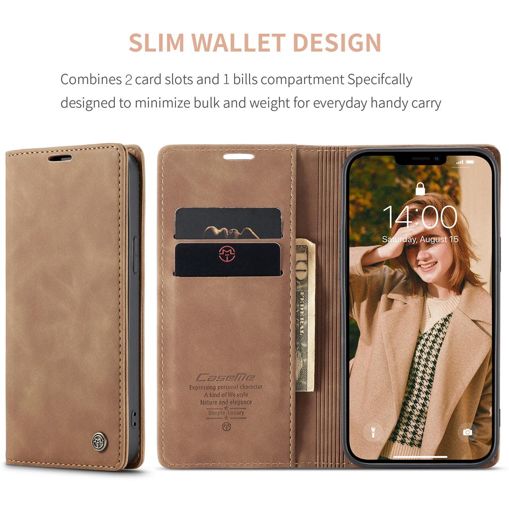 Retro PU Leather Flip Case for iPhone - Magnetic Wallet Cover with Stand Function