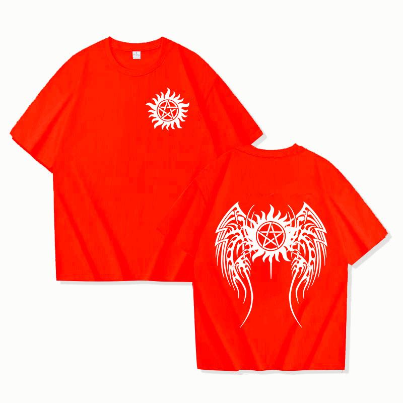 Модная футболка с принтом «Сверхъестественное», унисекс, свободная, с коротким рукавом, с круглым вырезом, для женщин и мужчин, повседневная футболка