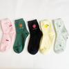 5 пар носков средней длины для девочек Four Seasons Can Wear Casual Cotton с фруктовым узором