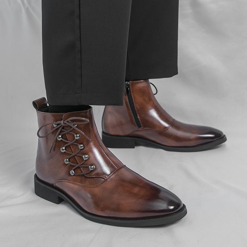 Мужские высокие черные кожаные ботинки Платье Формальный Бизнес Ретро Коричневые ботильоны Смокинг Фиолетовые Свадебные туфли Большой размер