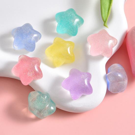 10 шт., бусины со звездами, яркие цвета, милые украшения из смолы, сделай сам, ювелирные изделия, аксессуары для чехлов для мобильных телефонов