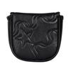 Golf Putter Cover, Magnetic Closure, Square Mallet, Club Head Cover, Stylish, Star Embroidery, Black Synthetic Leather